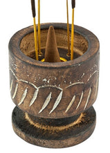 Load image into Gallery viewer, Wooden Carved Burner for Sticks & Cone Set