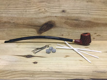 Load image into Gallery viewer, Shire Pipes Curved Engraved Cherry Wood Tobacco Pipe