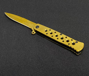 Gold Straight Handle Liner Lock