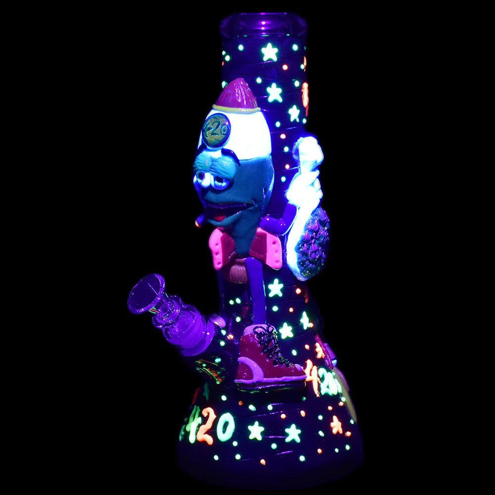 Stoney Rocket Bro 3D Painted Beaker Water Pipe