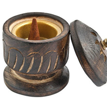Load image into Gallery viewer, Wooden Carved Burner for Cone &amp; Charcoal
