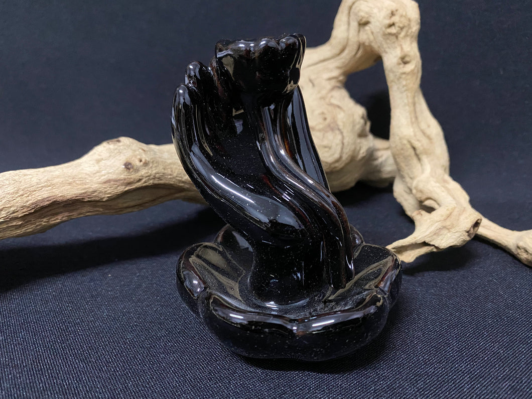 Lotus in Hand Black Backflow Incense Burner